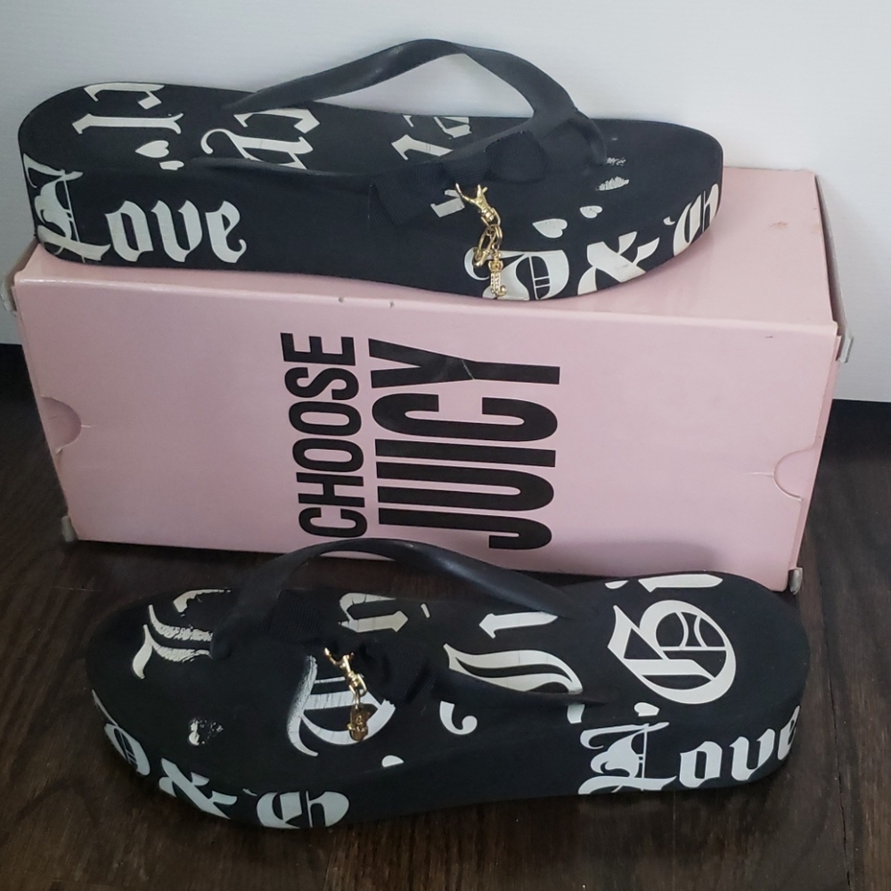 Juicy Couture- Black "Newport" Flip flops Sz 8M